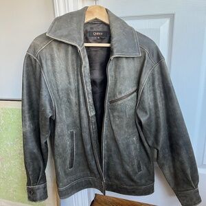Leather Distressed Bomber Jacket Quince XS